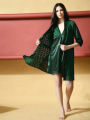 Green Baby Doll Lace Sleepwear Mesh Robe Night Gown with Satin Sleepwear Lace Mini Night wear For Women (DNW-18). 