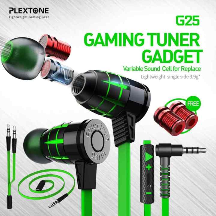 Plextone Hammered G25 Gaming Earhone With Mic In Ear Noise Isolation Headsets Variables Sound Cell For Replace