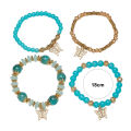 CARAT Butterflies Pendant Elastic Wristband Boho Style Butterfly Beaded Bracelet Set Elastic Wristband Jewelry Gift for Women Women. 