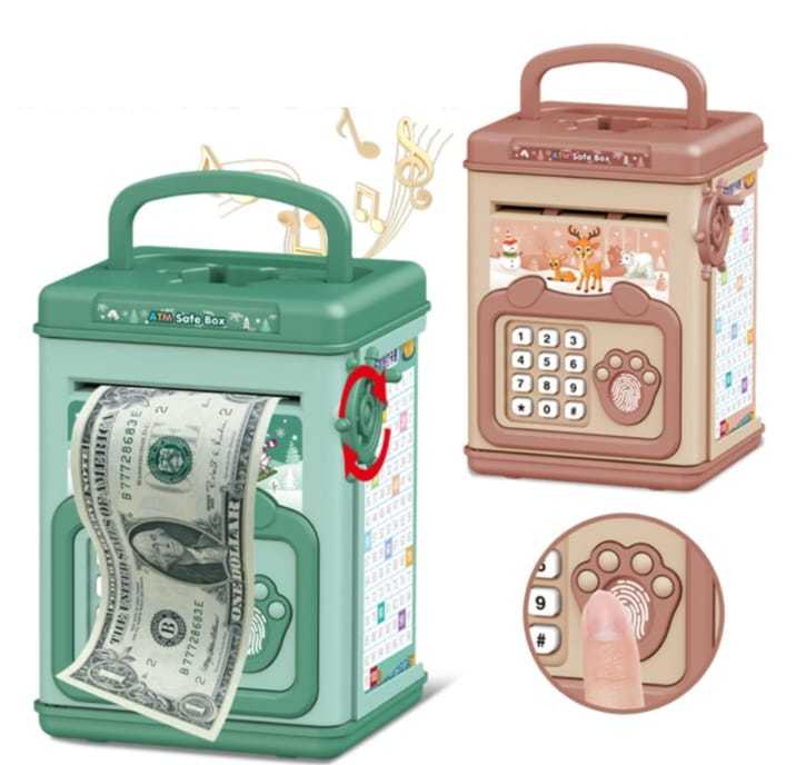 Electronic Coin Money Savings Simulated Password Cartoon Kids Pot Personal Handheld Girls for Unlocking Machine Cute & Saving Bank with Mini Piggy Fingerprint Boys Piggy Bank