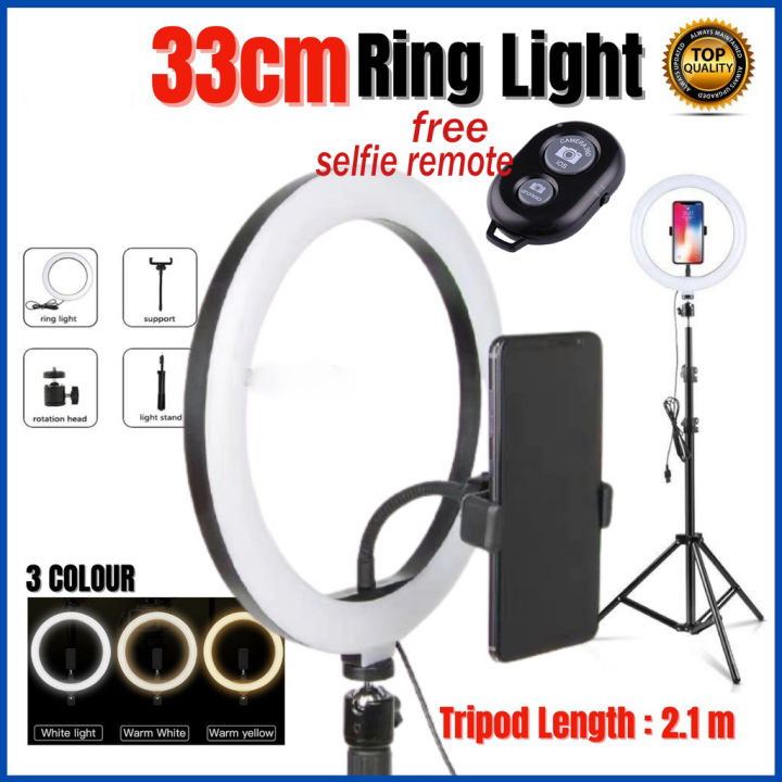 33Cm Selfie Led Ring Light With 7 Fit Tripod Stand | Dimmable 3 Light Modes