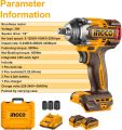 INGCO TOOLS  Brushless Impact Wrench 500Nm Nut-Busting Torque 650Nm. 