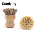 Sutuiying Cleaning Tools 1PC Bamboo Palm Kitchen Pan Pot Cleaning Brush Short Round Wooden Handle Household Vegetables Bowl Dish Washing Tools. 