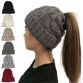 Trendygirl Long Hair Beanie Cozy Winter Knit Hat with Ponytail Hole for Women Warm Anti-slip Beanie for Cold Weather Soft Twist Texture Ear. 