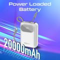 Promate POWERPOD-20,  Power Bank,Universal 20000mAh Ultra-Compact Portable Charger with Built-In 35W USB-C and 27W Lightning Cables,35W USB-C Power,22.5W,USB-A QC 3.0 Port for iPhone15,Galaxy S23. 