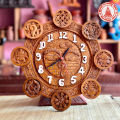 Wooden Hand-Carved Wall Clock Asthamangal 11 inches. 