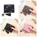 PU leather material Women small wallet Durable Small-sized Cute design Ladies mini tassel wallet Zipper closure with tassel Cute girl short zipper wallet for Daily use Travel Parties Girls' night out. 