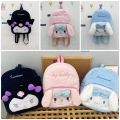 1Pcs Fashionable Kuromi My Melody Cinnamoroll Shoulder Bag Anime Simple Embroidery Handbag Plush Cute Cartoon Backpack for Lady Female Women Girls. 