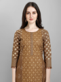 Cotton Blend Kurta Trouser For Women (Brown). 