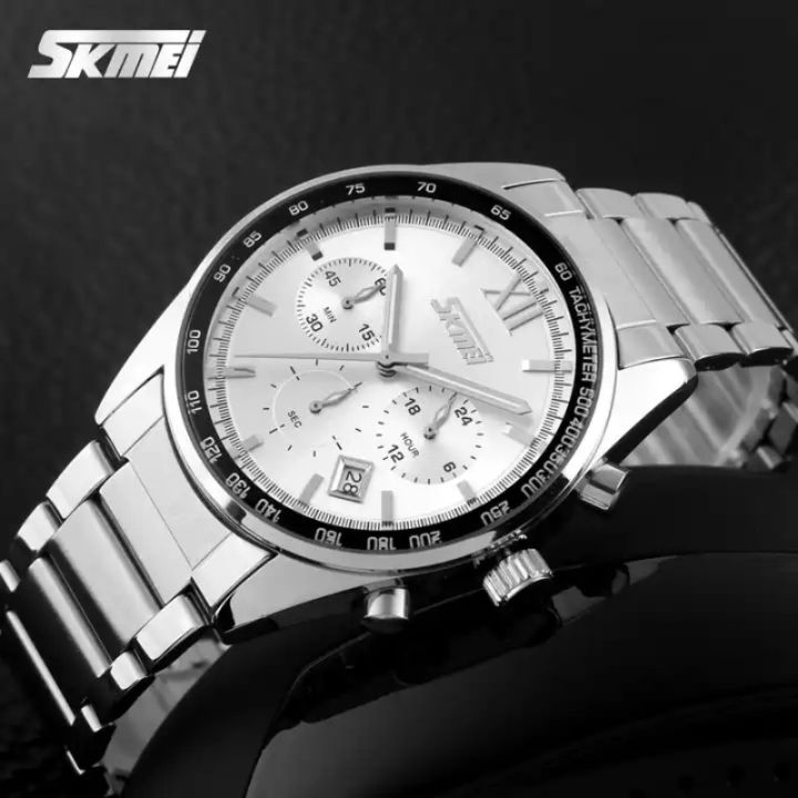 SKMEI 9096 Men’s Business Full Stainless Steel Analog Date Display(02)
