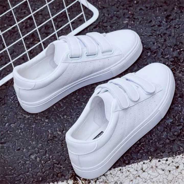 New Fashion Women Shoes Casual High Platform PU Leather Striped Simple Casual White Sneakers For Women's