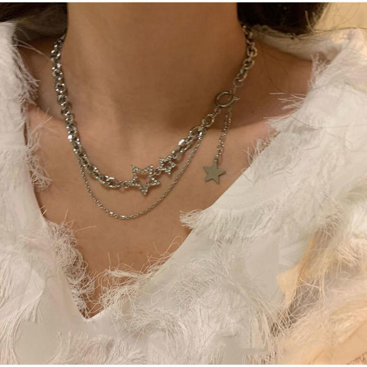 Double layer necklaces for women Unique style Female jewelry Wholesale price  necklace for women Y2K style  embellished  necklace for Party wear Casual  jewelry Gift for her Statement necklace