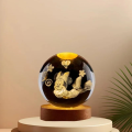 Birthday Gift Night Light Doll Anime Disney 6cm Mickey Mouse Crystal Ball 3D Minnie Mouse Light Base Kawaii Crystal Glass Ball Kids. 