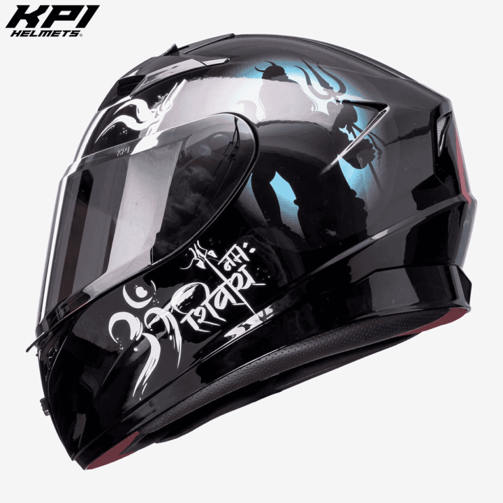 KPI KH7s Mahadev Full Face Single Visor Helmet for Bike | Mahadev Printed Polycarbonate Visor Helmet