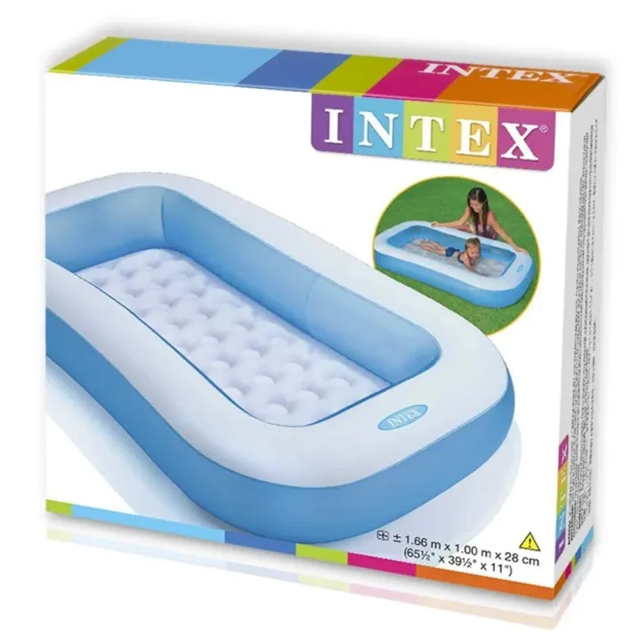 Intex%2056483%20Rectangular%20Inflatable%20Baby%20Pool%20(1.66m%20x%201m)%20-%20Soft%20Padded%20Floor%20for%20Toddler%20Safety%205.5ft%20Rectangular%20Splash%20Pool%20with%20Cushioned%20Base%20-%20Perfect%20for%20Balcony%20&%20Garden%20-%20Image%202