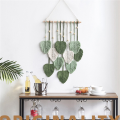 OUMERY 3X Leaf Macrame Wall Hanging Boho Room Home Decor Woven Aesthetic Wall Tapestry Home Room Wedding Decoration Green. 