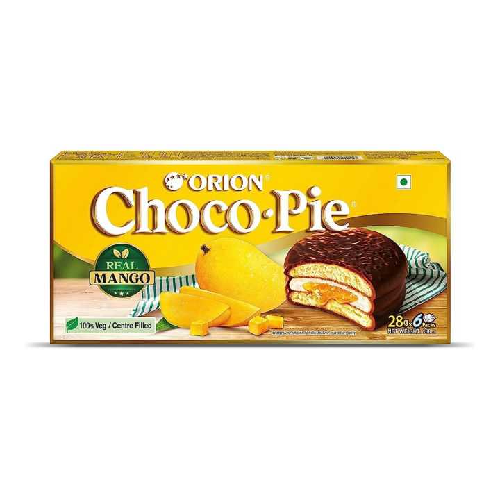 ORION Mango Choco Pie | Centre-filled Chocolate Biscuit 1Box, 6Packs Inside Box (28g each)