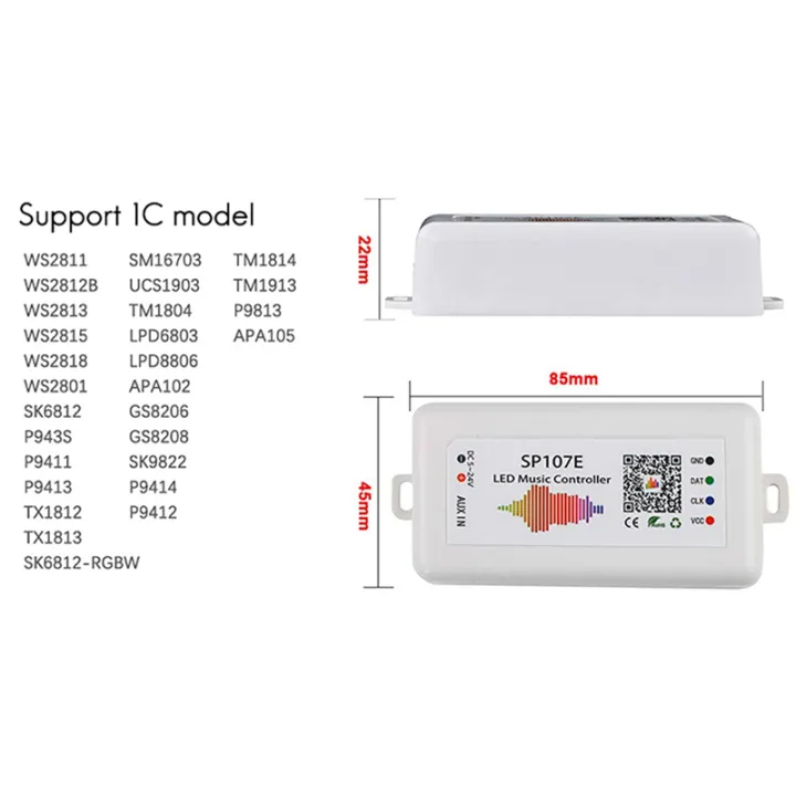 2X%20SP107E%20LED%20Controller%20Bluetooth%20Smart%20APP%20WS2811/2812B%20Light%20Strip%20Dimming%20LED%20Music%20Controller%20-%20Image%202