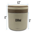 304 Stainless Steel Japanese Style Round Shape Vacuum Lunch Food Container, Insulated Food Jar For Office Worker, Adults, Children 1.2L. 