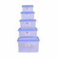 Bagmati Set Of 5 Square Plastic Container | Multipurpose Transparent Plastic Container With Air Tight Lid - 5 Pcs. 