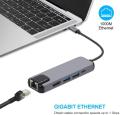 5in1 Type C Multi Port Combo Hub USB C to HDMI 4K, Gigabit Ethernet LAN RJ-45 1000M, PD Charge, 2 USB 3.0 Port USB C Adapter Converter for Laptop Computer. 