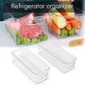 Kqueebee 2 Pcs Refrigerator Organizer Bins, Clear Stackable Plastic Food Storage Rack with Handles for Pantry, Kitchen. 