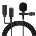 Lavalier Lapel Microphone Lightning JH-041-A for Audio & Video Recording on iPhone. 