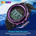 SKMEI 1096 Small Dial Solar Powered Digital Chronograph Sporty Watch - Purple. 
