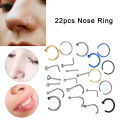 Mix 22pcs Stud Nose Ring Hoop Septum Helix Nostril Piercing Labret Lip Cartilage SEVICH. 