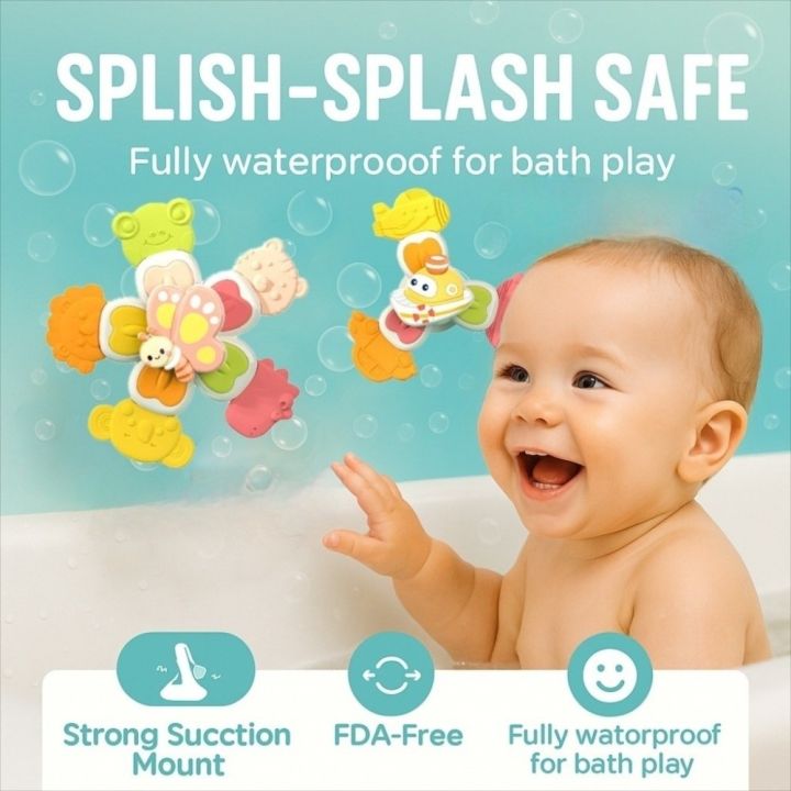 4Pcs%20High%20Quality%20Cute%20Cartoon%20Baby%20Spinning%20Toy%20Interesting%20Portable%20Finger%20Spinning%20Top%20with%20Suction%20Cup%20Bathing%20Toy%20Kid%20-%20Image%204