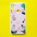 Pink With Multicolor Printed REDMI NOTE 8 Mobile Cover. 