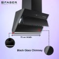 Faber Hood Zenith FL SC AC BK 75, Touch and Gesture contol, Auto clean Chimney- Black. 