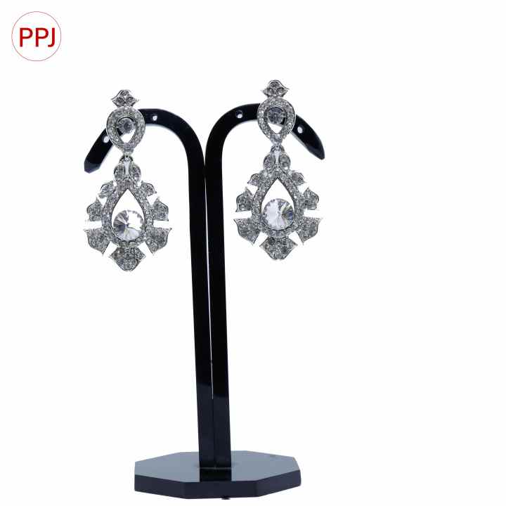 Ppj Collection Rasmita Rhodium Base Silver Colour Unique Design Light Blue And White Earring For Women - 1 Pair