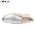 Geox Silver  Gendry A Pure Leather Sneaker Shoes For Women. 