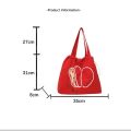 Sweet Drawstring Shopping Handbag Large Capacity Letter Printed Beach Bag Lightweight Canvas Shoulder Bag Daily. 
