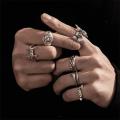 Pebbles Nepal Silver Color Chunky Heavy Metal Hip Hop Street Style Alloy Ring Set For Men | 6 Pieces |. 