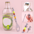 4 Pack DIY Beaded Beer Opener Metal Bottle Opener Decorative Beaded Bottle Opener for Bartenders Kitchen Tool Easy Install Easy to Use. 