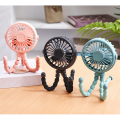 JAERBEE Pink Portable USB Rechargeable Silent Mini Fan 3 Speed Adjustable with Lighting Function for Car Seat Stroller. 
