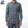 KILOMETER Light Blue/Brown Checkered Casual Full Shirt For Men - 003. 