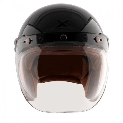 AXOR JET RETRO GLOSS BLACK HALF FACE MOTORCYCLE HELMET | RIDERS CHOICE NEPAL