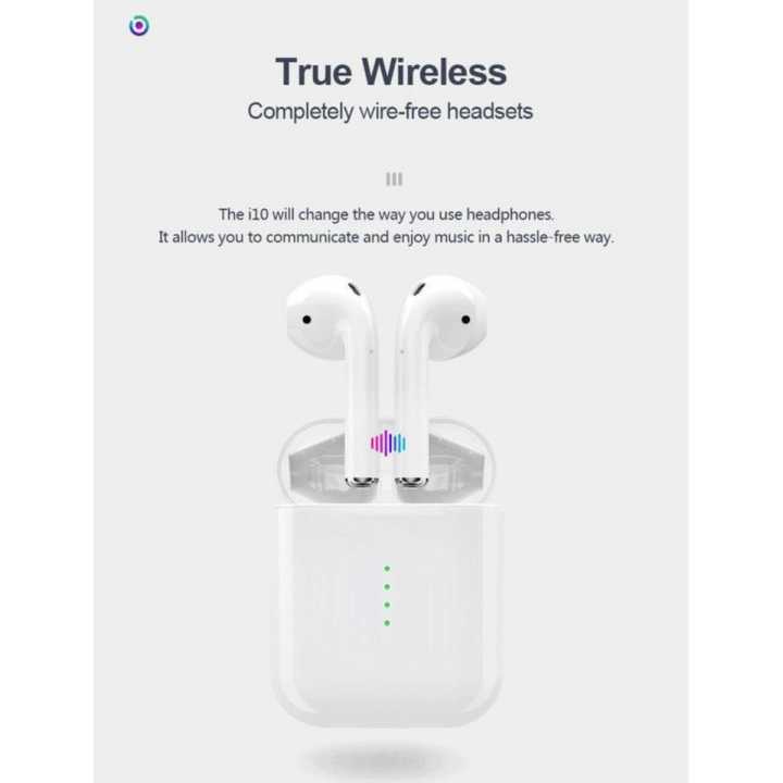 I10 Tws Bluetooth 5.0 Earbuds Tap Control Automatically Pairing - White
