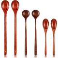 NAMUNY 1set Wooden Flatware Set, Wooden Portable Set Spoon Fork Chopsticks & 6 Pieces Wooden Spoons Long Handle Soup Spoons. 