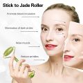 Jade Roller And Gua Sha Set For Beautiful Skin Detox - Facial Body Eyes Neck Massager Tool Reduce Wrinkles Aging - Original Natural Jade Stone. 