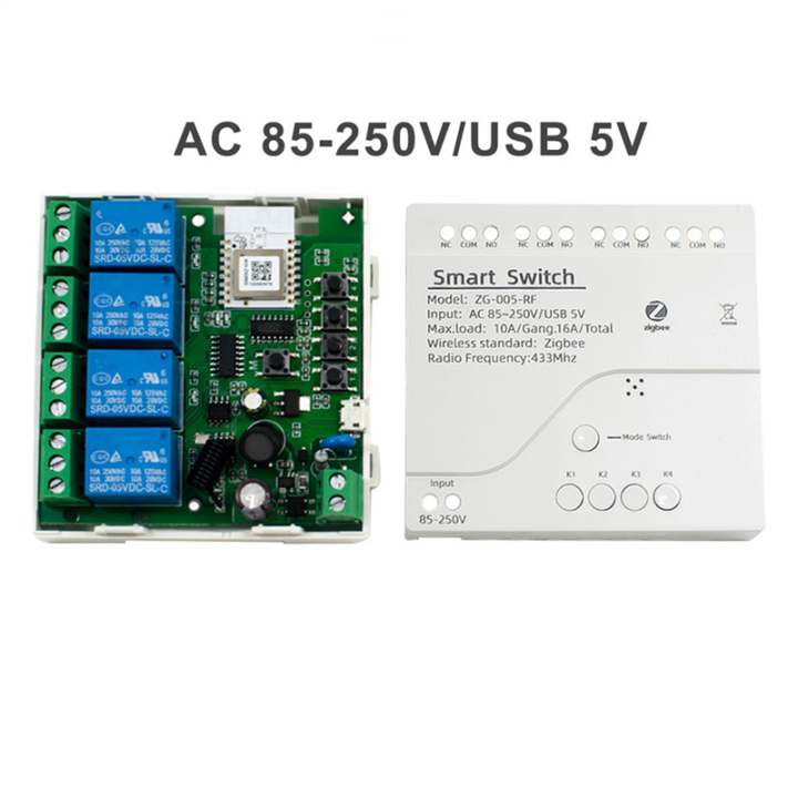 NCANRUI%203X%204CH%20Zigbee%20Smart%20Light%20Switch%20Module%20AC%2085-250V%20RF433%20Receive%2010A%20Relays%20Work%20with%20Assistant,Tuya%20Smart%20Life%20-%20Image%205