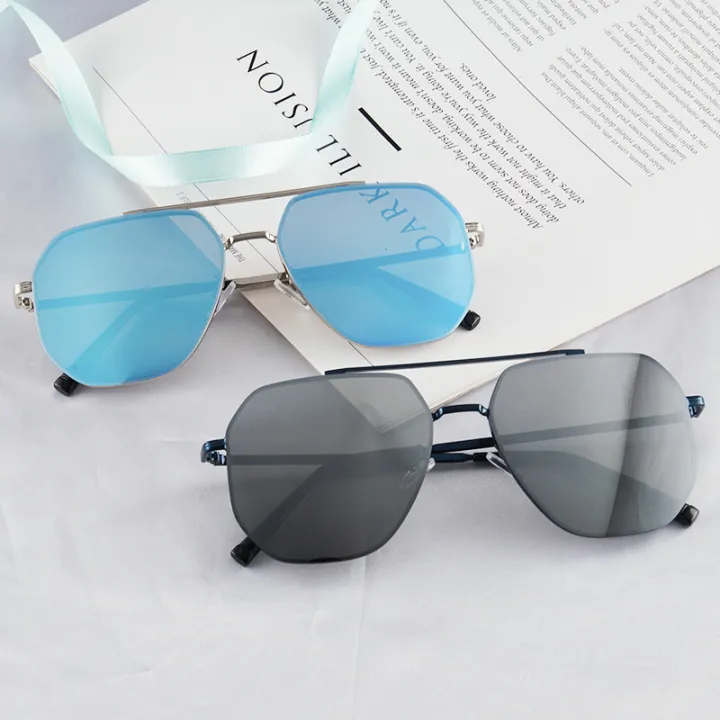 [ New ] Large Frame Metal Sunglasses Fashion Wear Double Beam Men's ...