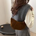 Fashion Crossbody Bag Croissant Shoulder Bag Brown Solid Color Matte PU Dumplings Bag Small Pack Students. 