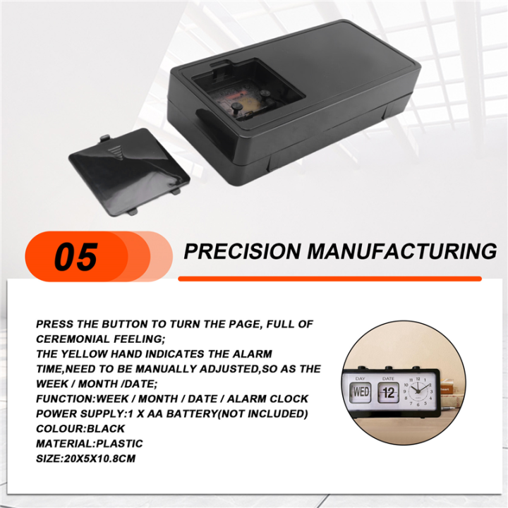 Mechanical%20Alarm%20Clock%20Novelty%20Flip%20Clock%20Desktop%20Digital%20Clock,Black%20-%20Image%203