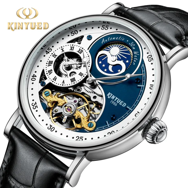 Kinyued%20brand%20fashionable%20luxury%20dual%20time%20zone%20moon%20phase%20leather%20waterproof%20automatic%20mechanical%20men's%20watch%20-%20Image%203