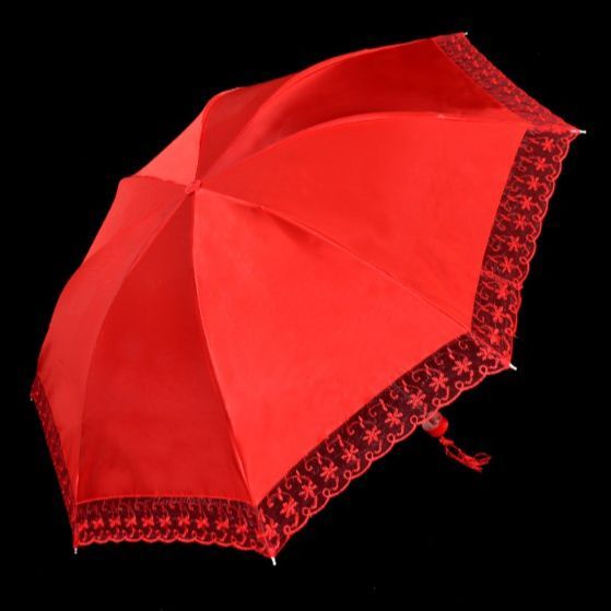 Sunshine 3 Fold Bridal/Behuli/Wedding Red Umbrella