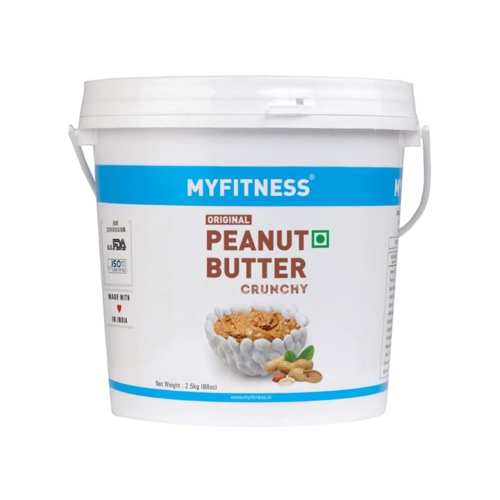 MYFITNESS Original Peanut Butter Crunchy 2.5kg | 25g Protein to Boost Energy | Tasty & Healthy Nut Butter Spread | Vegan | Cholesterol Free, Gluten Free | Zero Trans Fat | Crunchy Peanut Butter